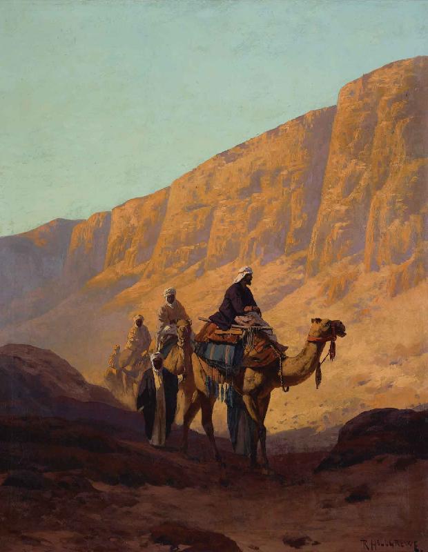 Rudolf Wiegmann Caravan passing through a wadi